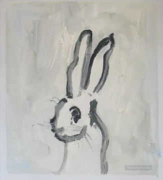  bunny Art - bunny thick paints black and white
